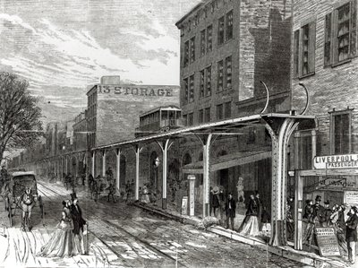Ferrovia sopraelevata in Greenwich Street, New York da Stanley Fox